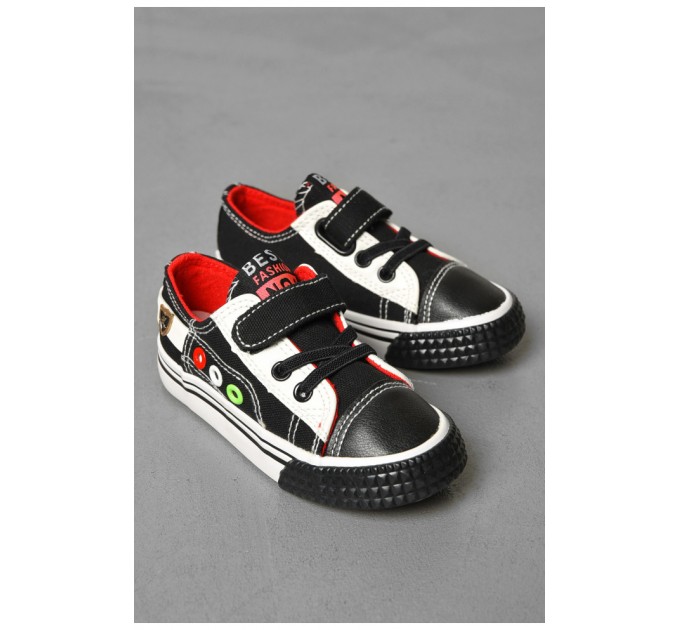 Кеди дитячі чорного кольору текстиль 186660L