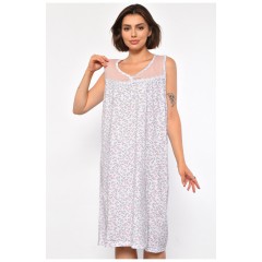 Нічна сорочка напівбатальна жіноча білого кольору з квітковим принтом 186984L