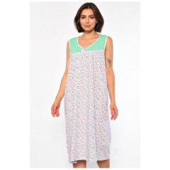 Нічна сорочка напівбатальна жіноча білого кольору з квітковим принтом 186986L