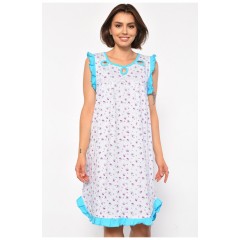 Нічна сорочка напівбатальна жіноча білого кольору з квітковим принтом 186989L