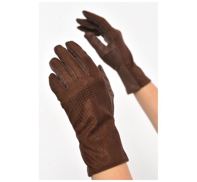 Перчатки женские текстильные сенсорные коричневого цвета 187500L