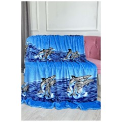 Плед голубого цвета с принтом размер 180*220 187662L