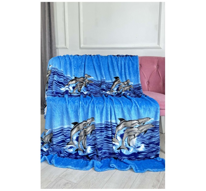 Плед блакитного кольору з принтом розмір 180*220 187662L