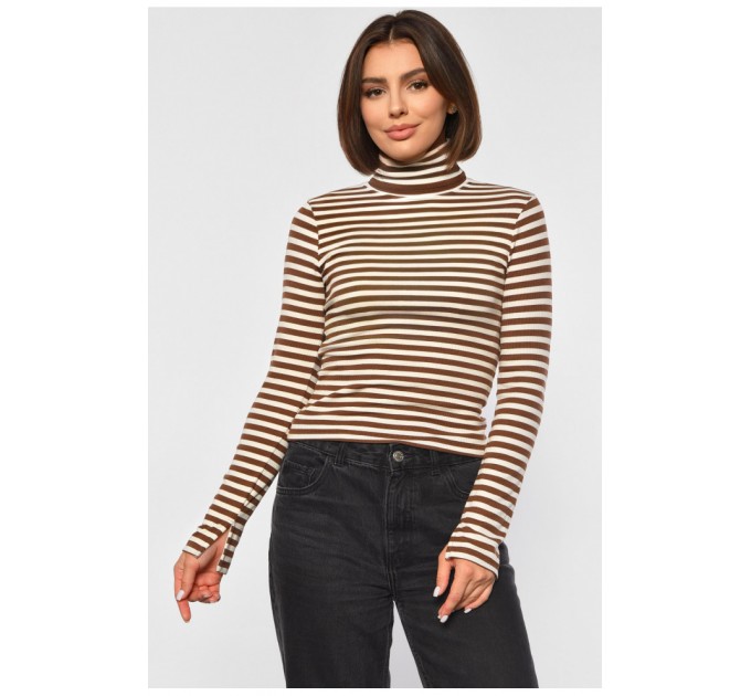 Женский гольф в полоску коричневого цвета 187780L