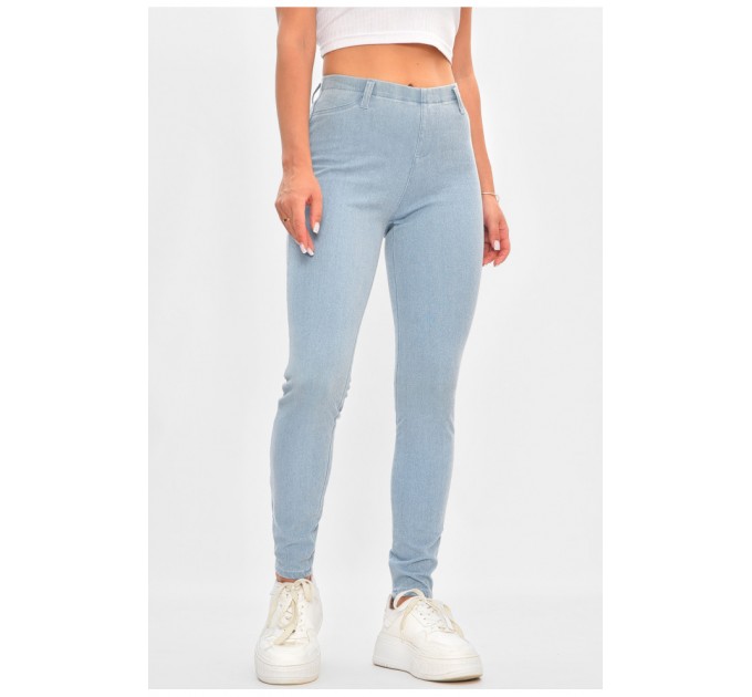 Джегінси жіночі однотонні блакитного кольору 187796L