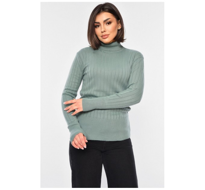 Гольф жіночий однотонний темно-блакитного кольору 187865L