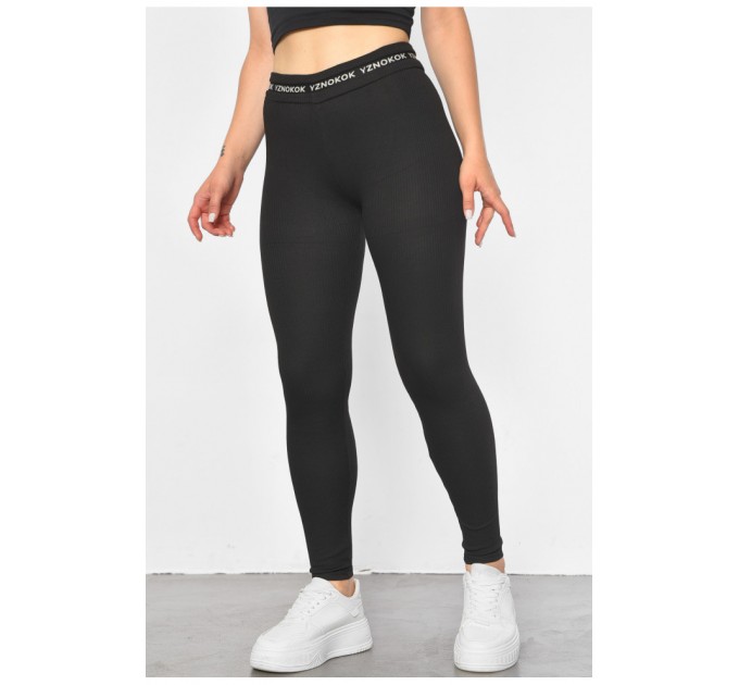Лосины женские в рубчике черного цвета 187949L