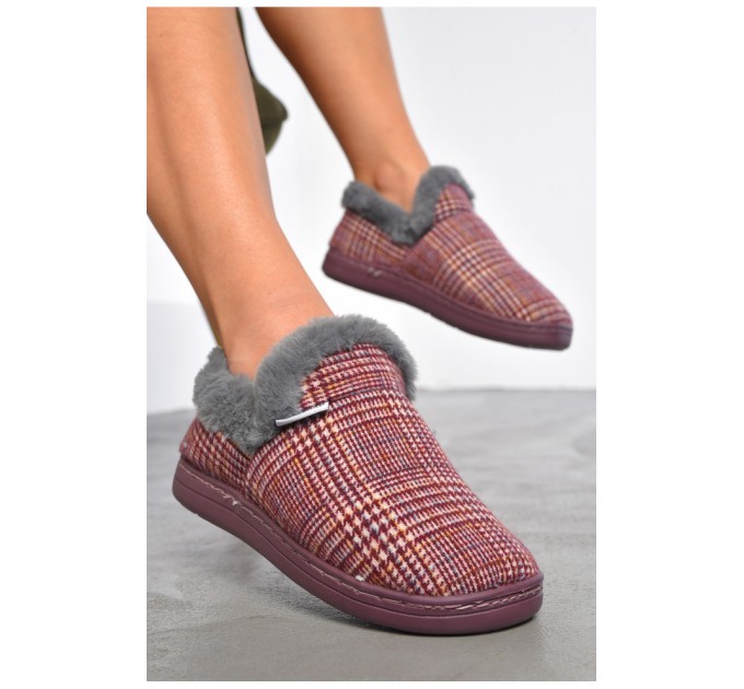 Капці домашні чуні жіночі бордового кольору 188994L