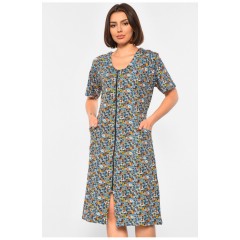 Халат женский полубатальный с принтом голубого цвета 189185L