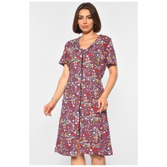 Халат женский полубатальный с принтом лилового цвета 189186L