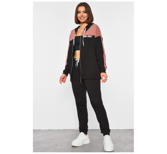 Спортивний костюм жіночий чорно-рожевого кольору 189275L