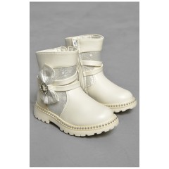 Черевики дитячі демісезон білого кольору на флісі 189301L