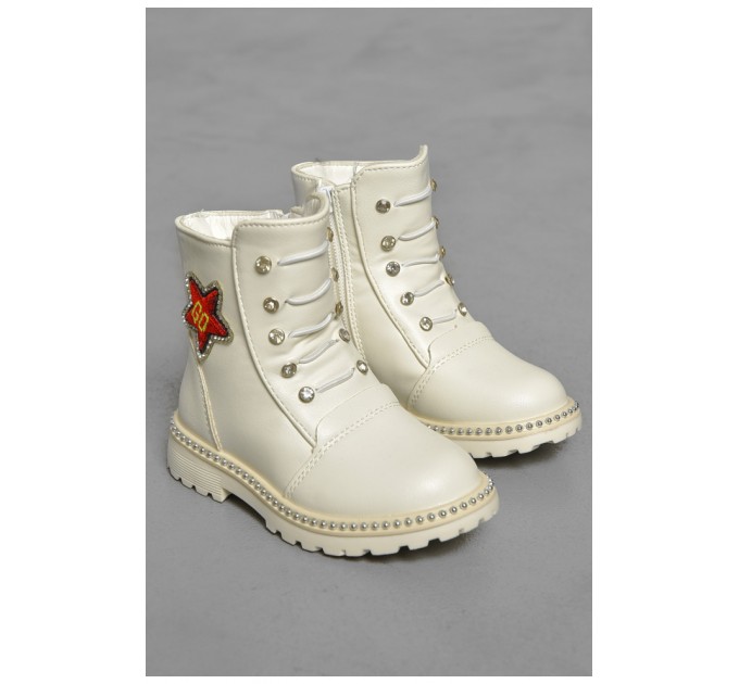 Черевики дитячі демісезон білого кольору на флісі 189302L