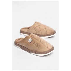 Тапочки комнатные мужские коричневого цвета на меху 189316L