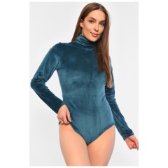 Боди женское велюровое однотонное изумрудного цвета 189393L