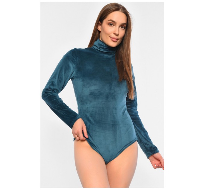 Боди женское велюровое однотонное изумрудного цвета 189393L