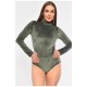 Боди женское однотонное велюровое цвета хаки 189394L