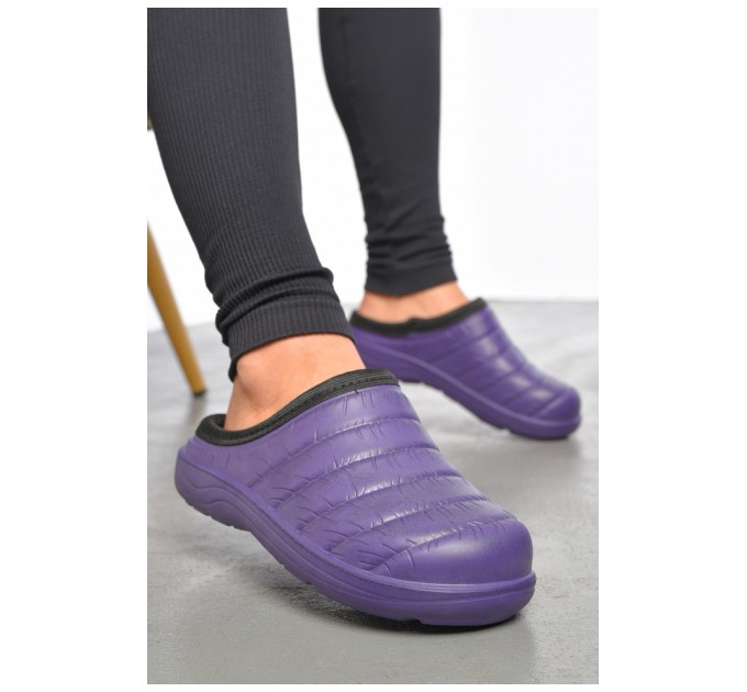 Галоши женские без задника утепленные фиолетового цвета 189542L