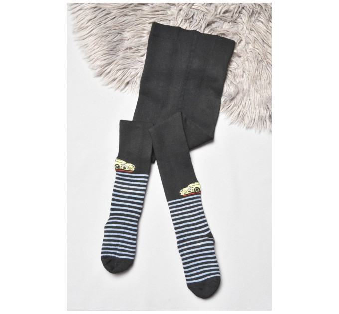 Колготы детские махровые для мальчика черного цвета 189587L