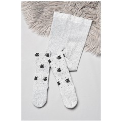 Колготы детские махровые для девочки серого цвета 189594L