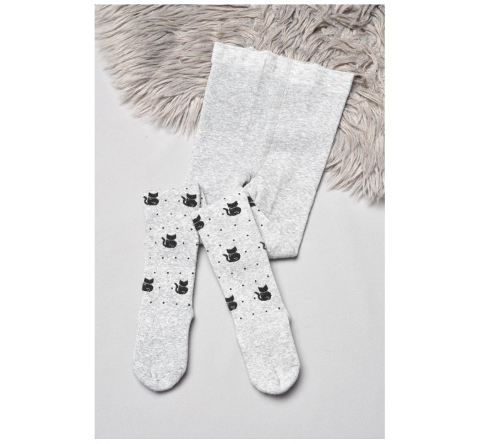 Колготы детские махровые для девочки серого цвета 189594L