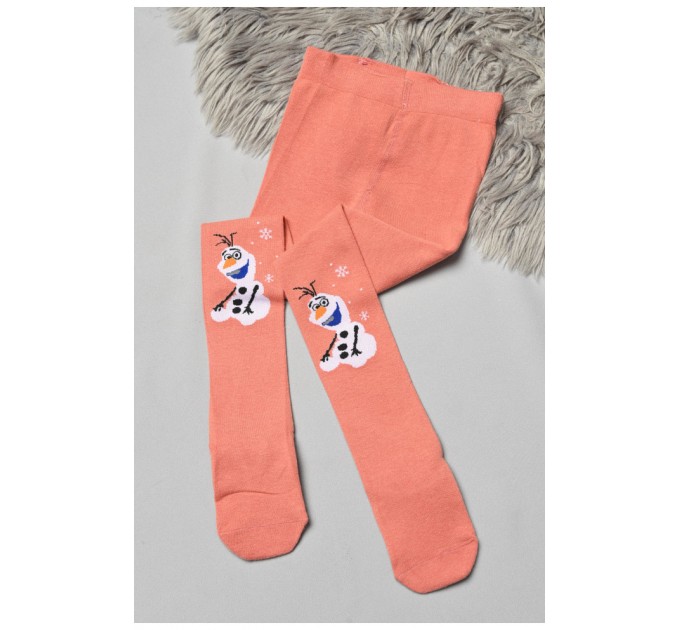 Колготи дитячі з малюнком для дівчинки теракотового кольору 189977L