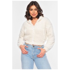Худі жіноче тедді білого кольору 190296L
