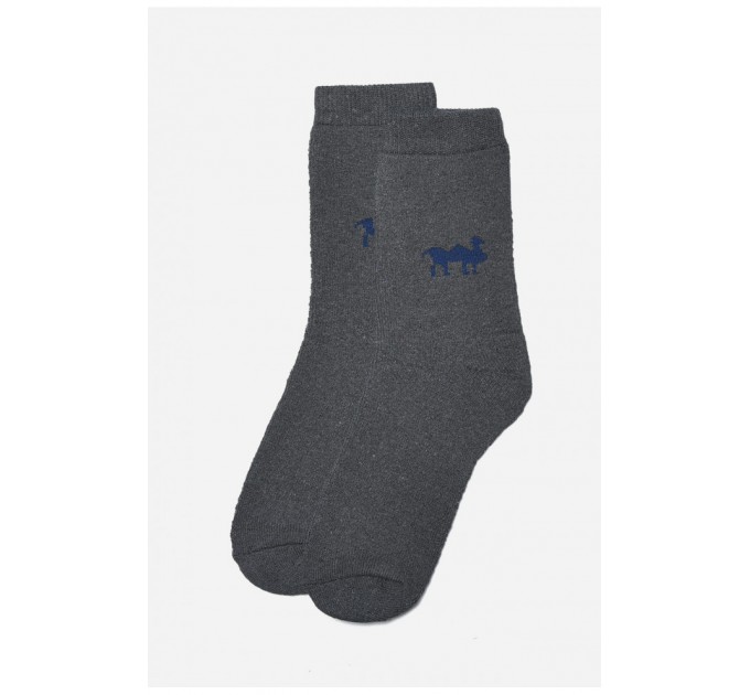 Шкарпетки чоловічі махрові темно-сірого кольору 190393L