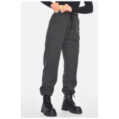 Спортивні штани жіночі на флісі темно-сірого кольору 190455L