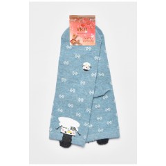 Шкарпетки жіночі з новорічним принтом блакитного кольору 190960L