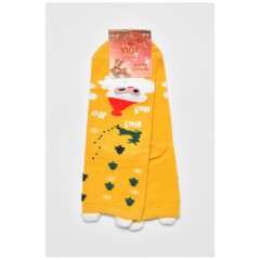 Шкарпетки жіночі з новорічним принтом жовтого кольору 190962L