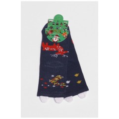 Шкарпетки дитячі з новорічним принтом синього кольору 190998L