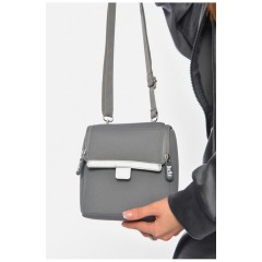 Сумка-бананка жіноча однотонна текстильна сірого кольору 191409L