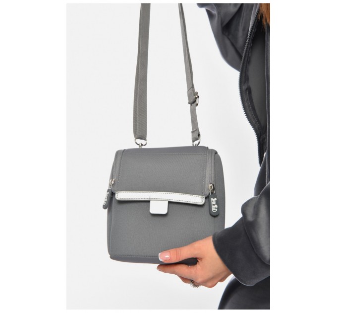 Сумка-бананка жіноча однотонна текстильна сірого кольору 191409L