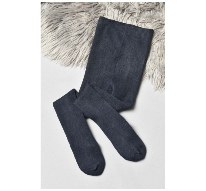 Колготи дитячі махрові для хлопчика однотонні темно-синього кольору 191653L