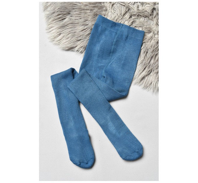 Колготы детские махровые для мальчика однотонные бирюзового цвета 191655L