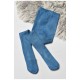 Колготы детские махровые для мальчика однотонные бирюзового цвета 191655L