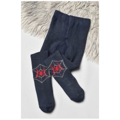 Колготи дитячі махрові для хлопчика темно-синього кольору з малюнком 191675L
