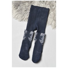 Колготи дитячі махрові для хлопчика темно-синього кольору з малюнком 191729L