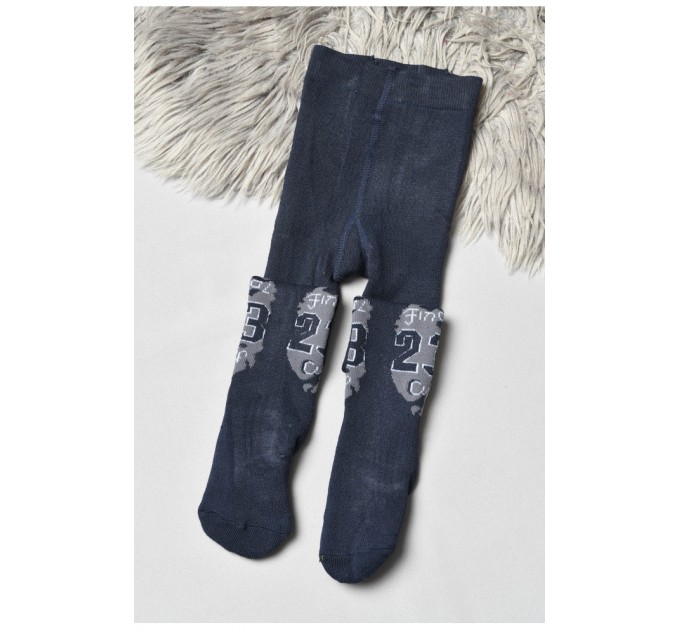 Колготи дитячі махрові для хлопчика темно-синього кольору з малюнком 191729L