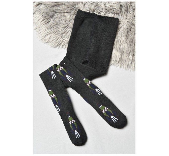 Колготы детские махровые для мальчика черного цвета с рисунком 191758L.