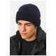 Шапка чоловіча з підворотом на флісе темно-синього кольору 191785L