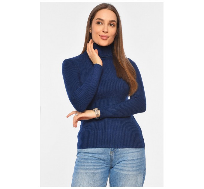 Гольф жіночий акриловий темно-синього кольору 191815L