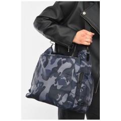 Сумка жіноча текстильна синього кольору з камуфляжним принтом 192093L