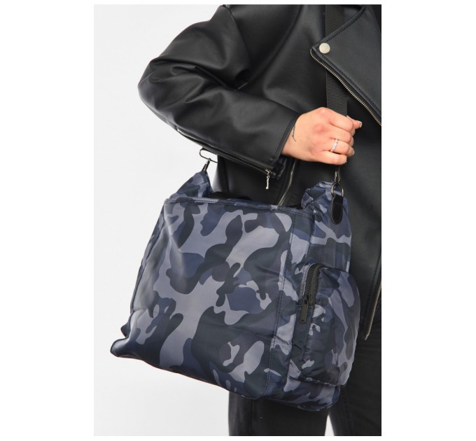 Сумка жіноча текстильна синього кольору з камуфляжним принтом 192093L