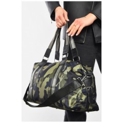Женская сумка текстильная зеленого цвета с камуфляжным принтом 192095L