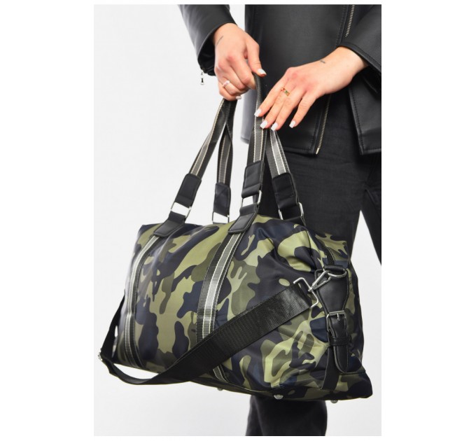 Сумка жіноча текстильна зеленого кольору з камуфляжним принтом 192095L