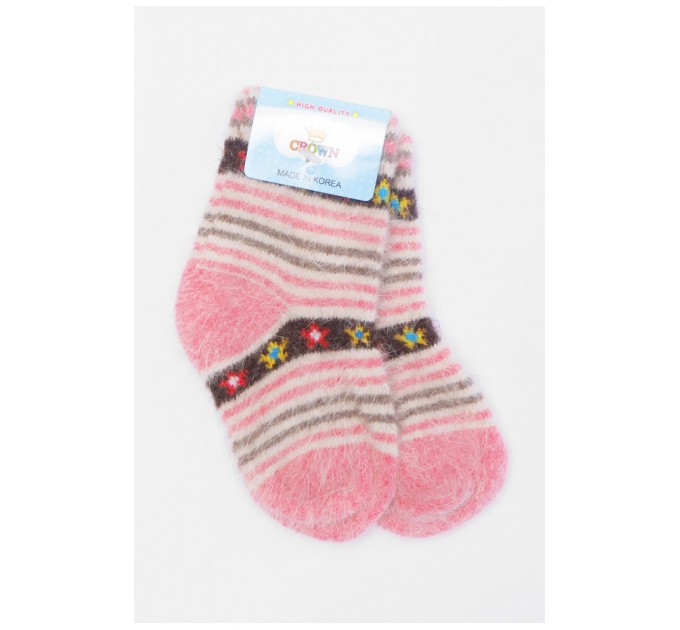 Носки детские ангоровые розового цвета с принтом 192439L.