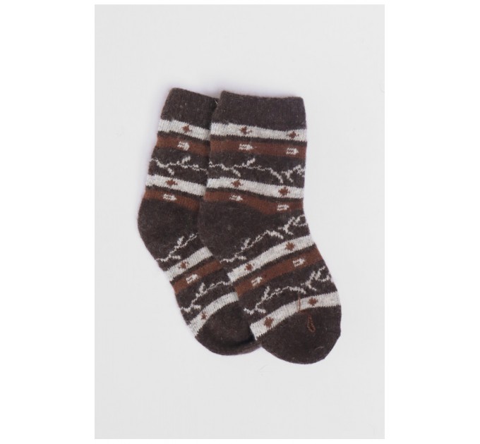 Носки детские теплые коричневого цвета с принтом 192452L