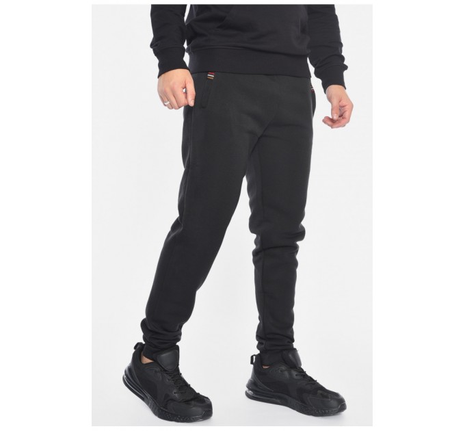 Спортивні штани чоловічі на флісі чорного кольору 192585L